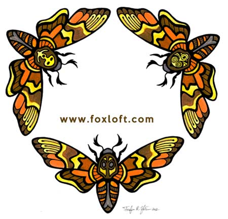 Death's Head Moth Trio Tattoo